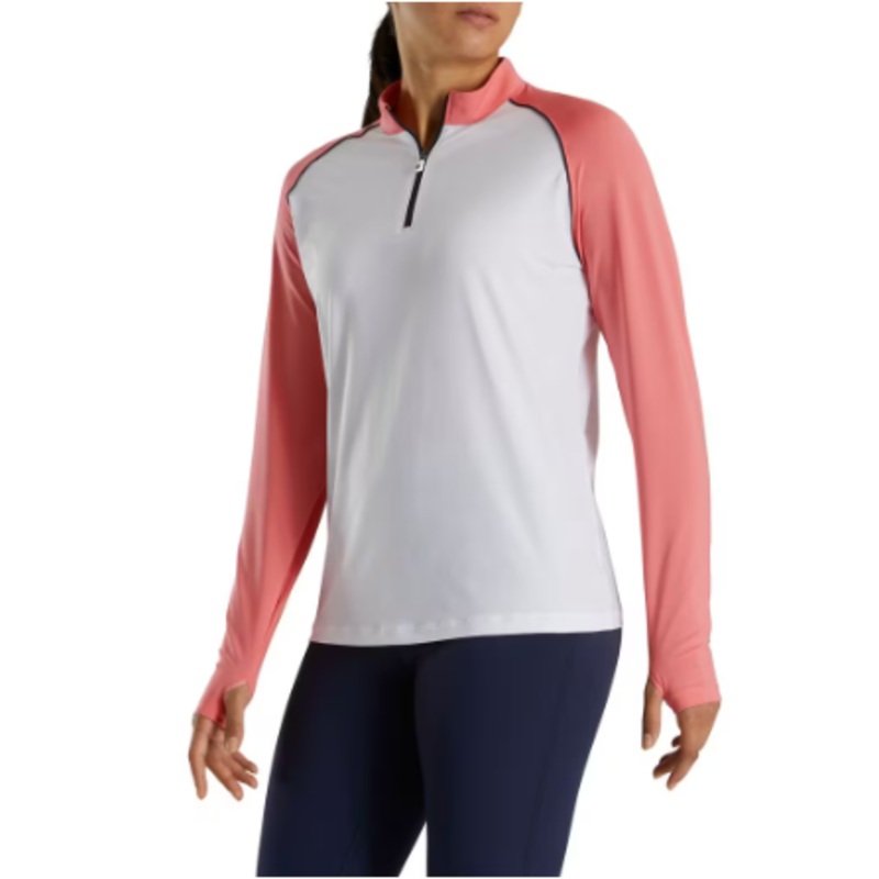 FootJoy Women’s Sun Protection Shirt White/Bright Coral Small