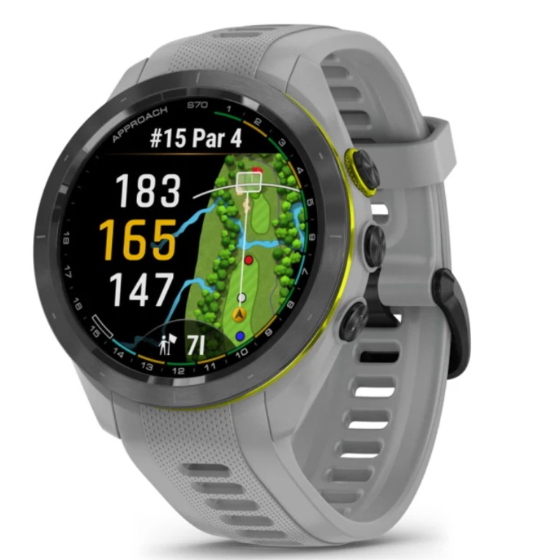 Garmin Approach S70 42mm GPS Golf Watch Black Ceramic Bezel with Powder Grey Silicone Band