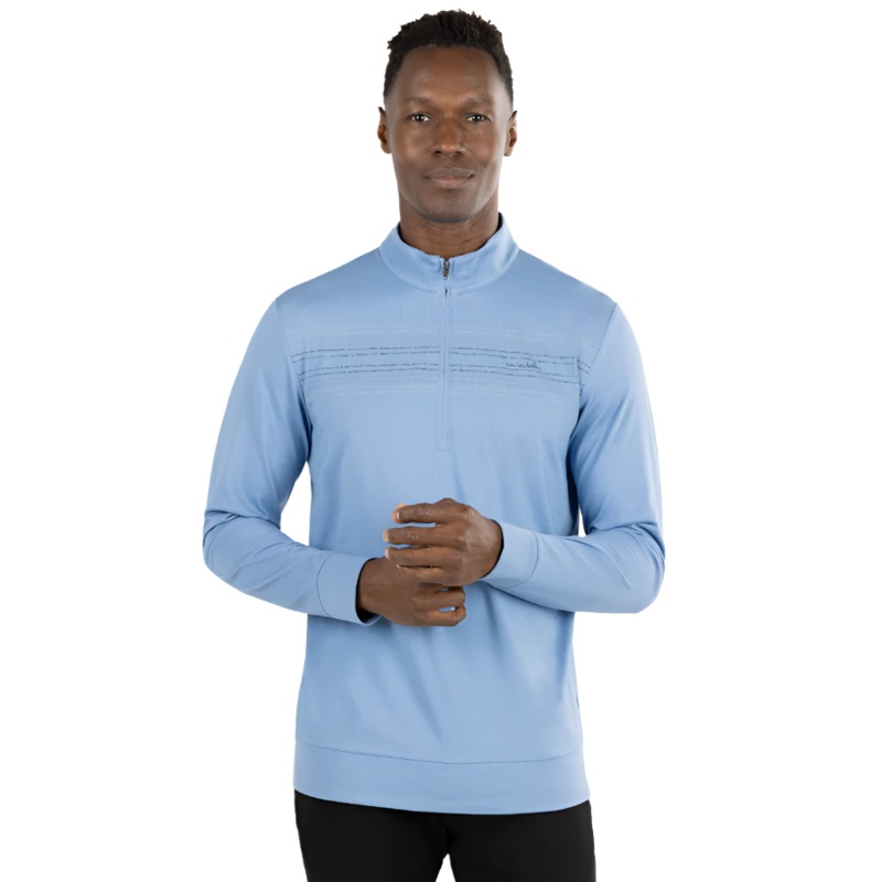 Travis Mathew Men’s Heritage Quarter Zip Heather Riviera Medium
