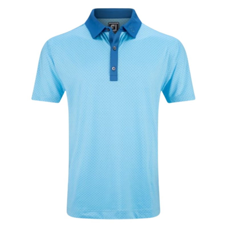 Footjoy Lisle Microflower Print Men’s Polo Blue/Sphere Medium