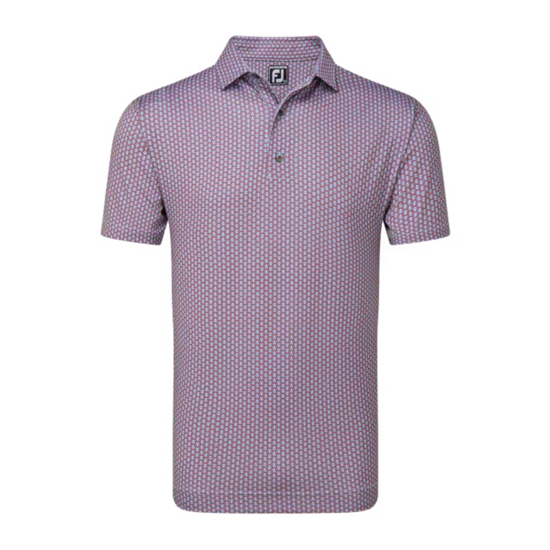FootJoy Scallop Shell Foulard Lisle Mens Polo M Coral Red