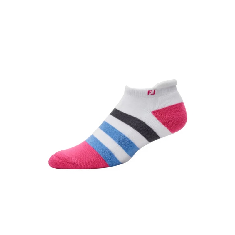 FootJoy Women’s ProDry Roll Tab Sock White/Hot Pink/Blue