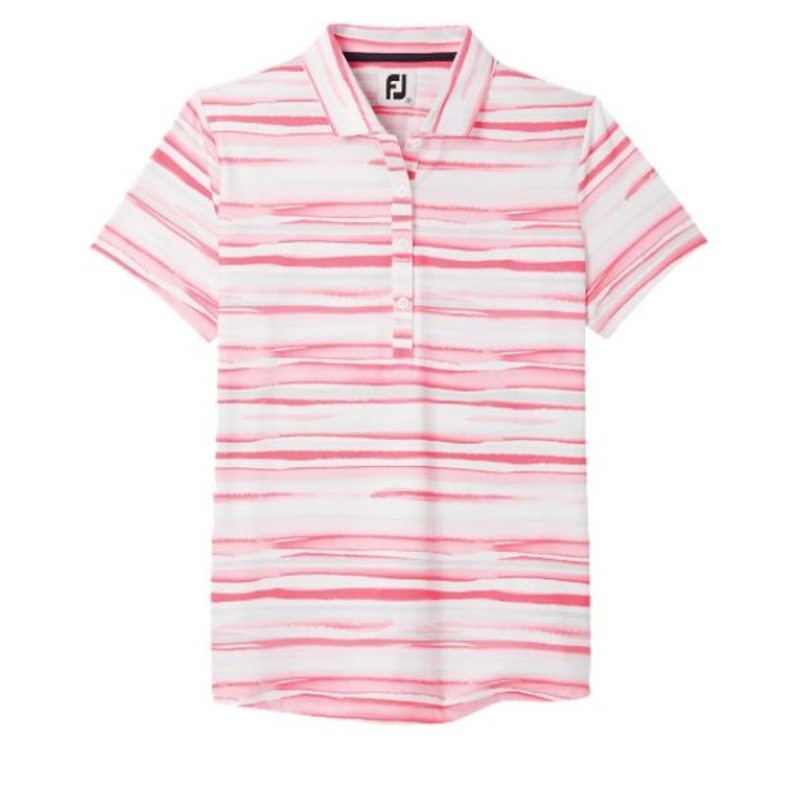 FootJoy Women’s Watercolour Lisle ShirtBright Coral Watercolour Small