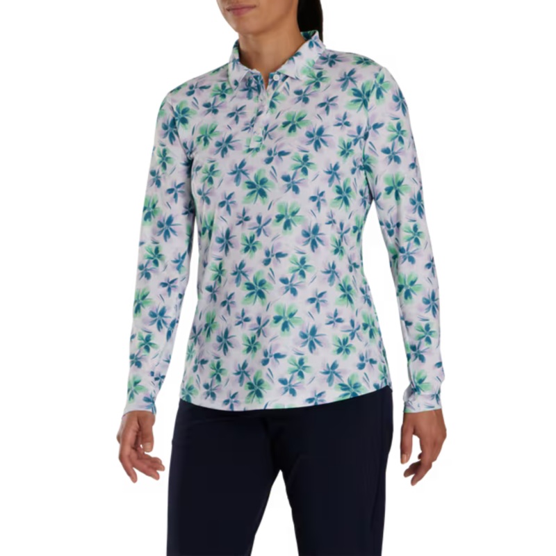 FootJoy Womens Long Sleeved Floral Shirt Lavender/Mint/Teal S