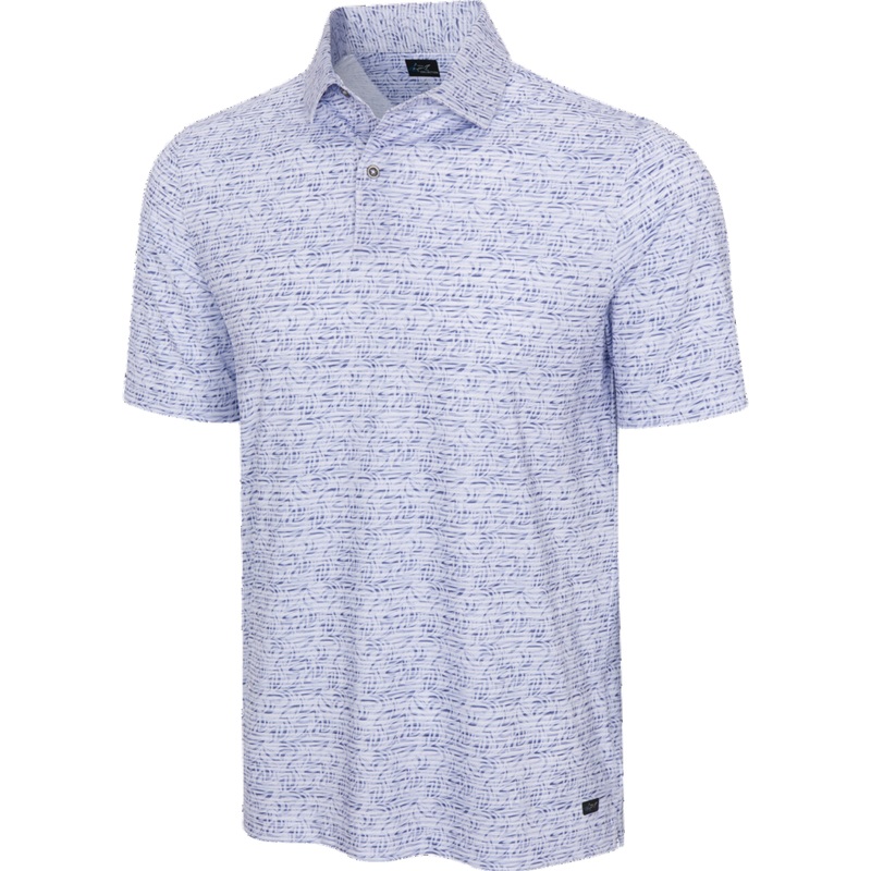 Greg Norman Men’s ML75 Graffiti Fin Stripe Mesh Polo Deep Sea M