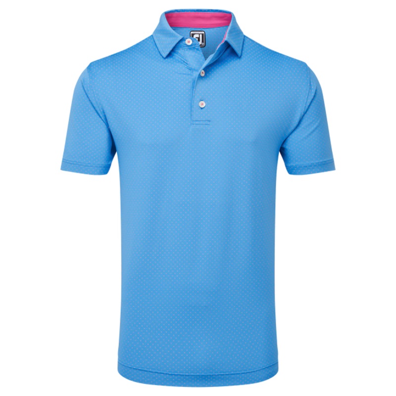 Footjoy Lisle Dot Print Mens Polo Medium Ocean/Berry