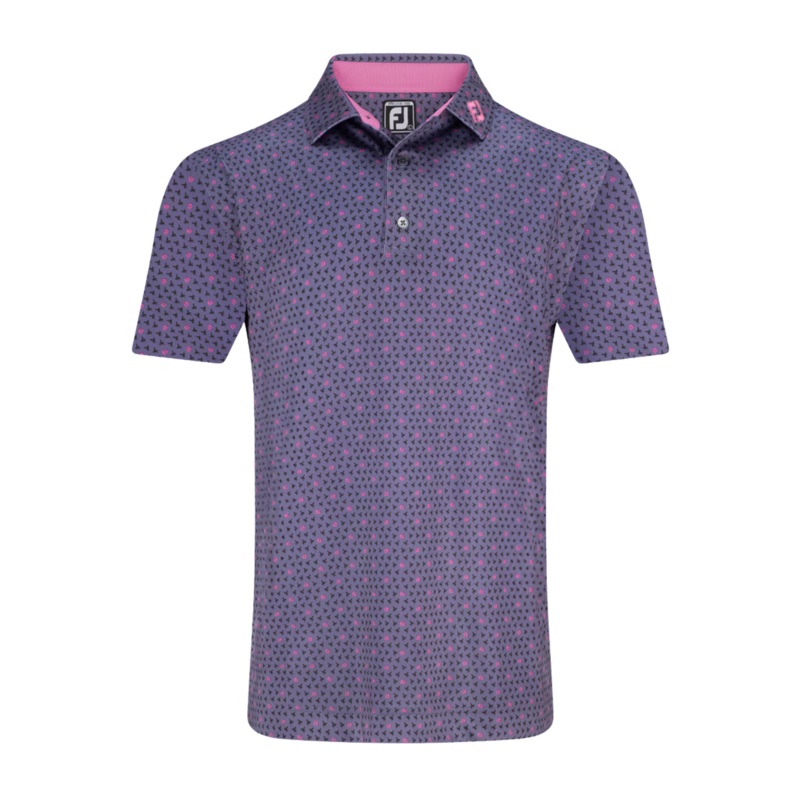 FootJoy Flying Wasp Mens Lisle Polo Dusk/Black/Pink M