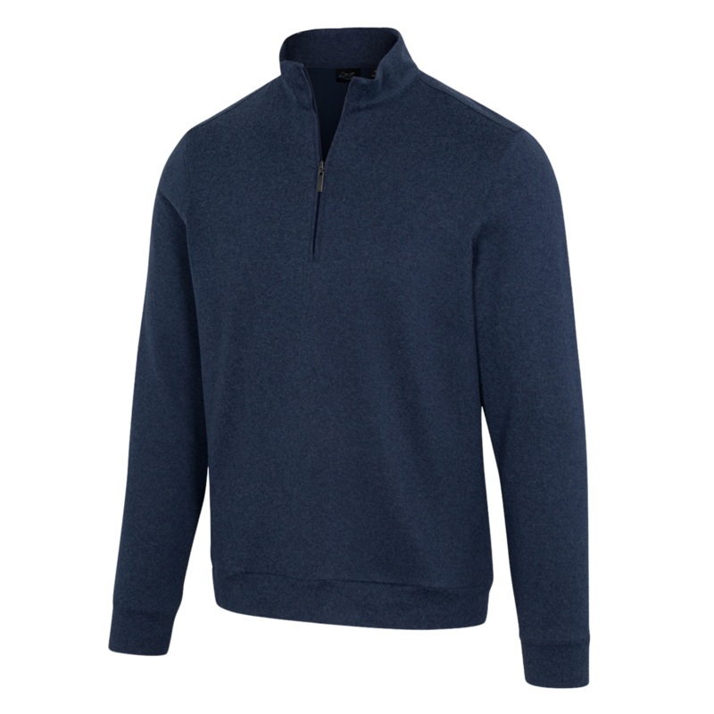 Greg Norman Mens Weatherknit Lined Quarter-Zip Wind Sweater Navy/Heather M