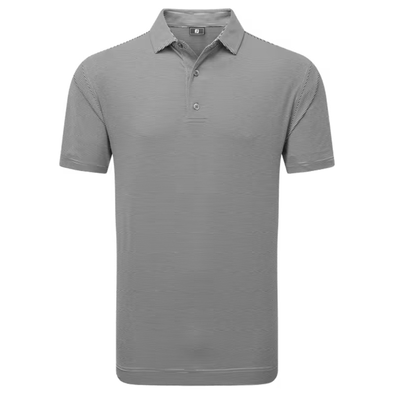FootJoy Men’s Micro Feeder Stripe Lisle Polo | Black/Grey M