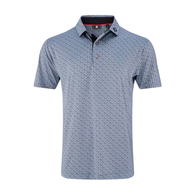FootJoy Men’s Pique Solid Figure Print Lisle Polo | Flint/Black M