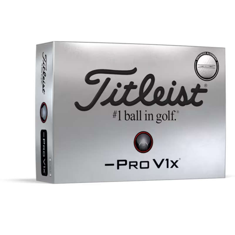 Titleist 2025 Pro V1x Left Dash Enhanced Alignment Golf Balls Dozen