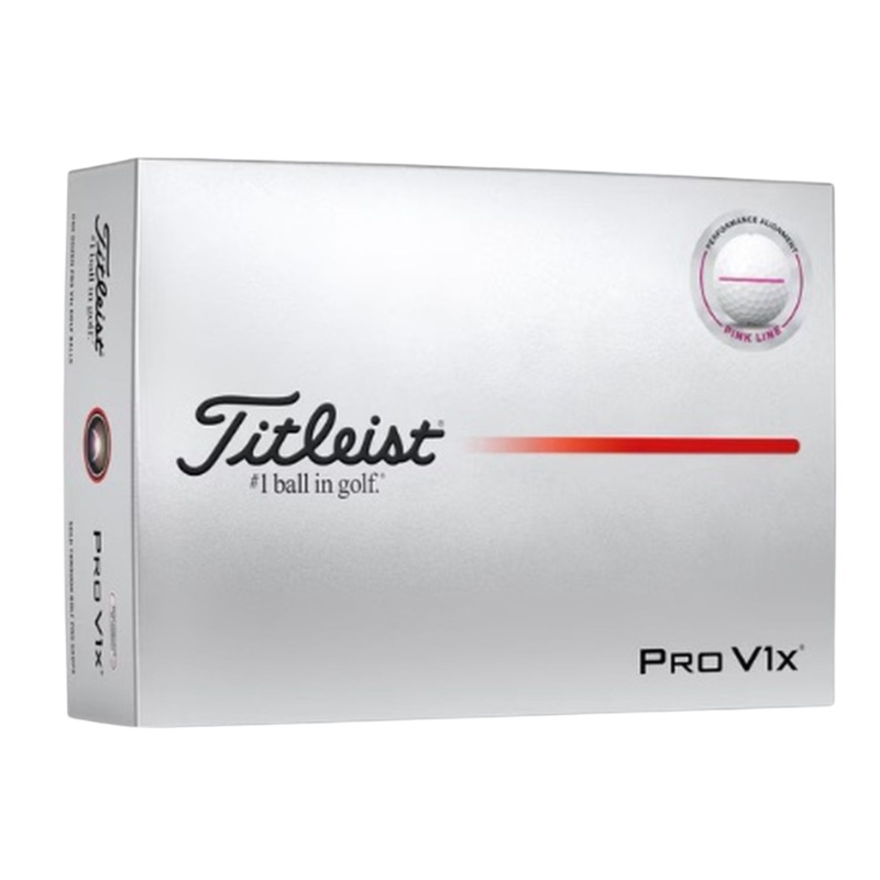 Titleist 2025 Pro V1x Performance Alignment Golf Balls | Left Dash Dozen Red Line