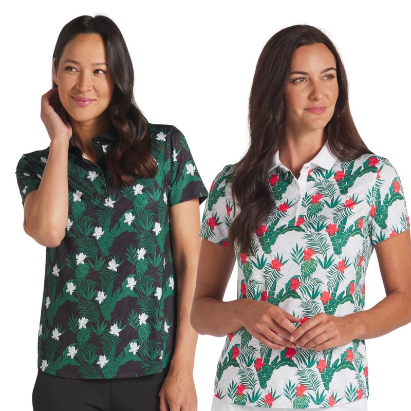 Puma Women’s Mattr Tropic Short Sleeve Polo 24 WHITE GLOW/VINE LG