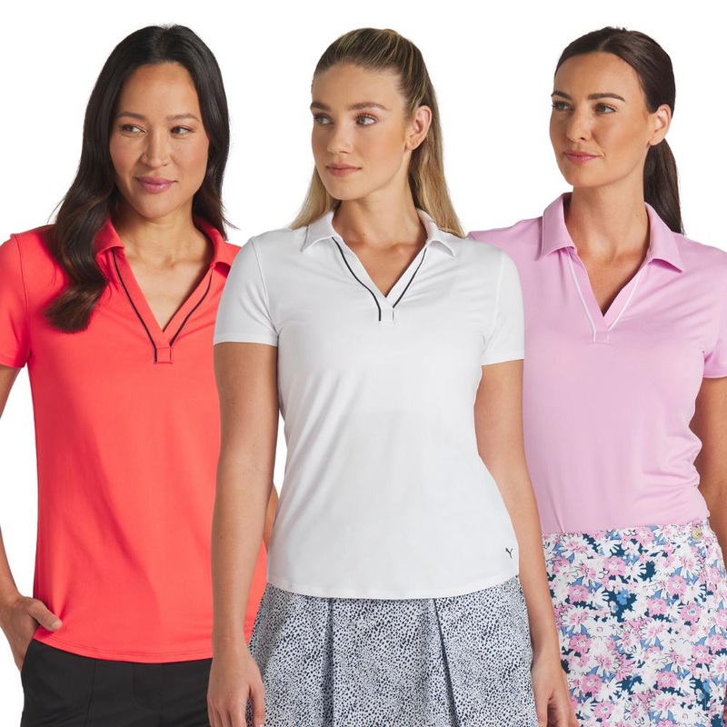 Puma Women’s Cloudspun Piped Short Sleeve Polo 24 ACTIVE RED S