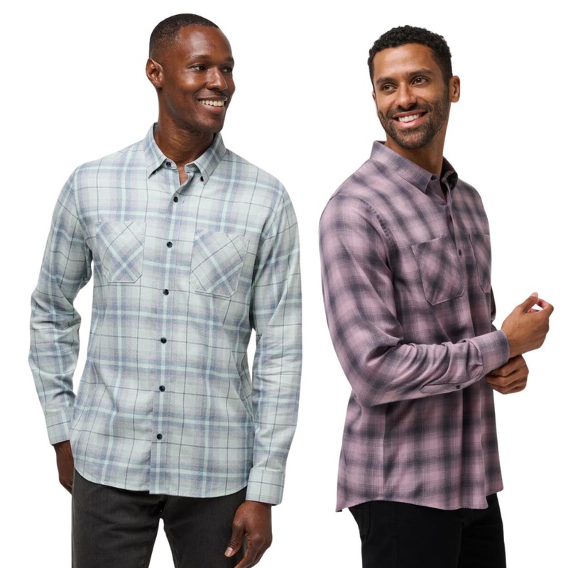 TravisMathew Men’s Cloud Plaid Flannel Button Up 24 TOTAL ECLIPSE/CAMEO 2XL