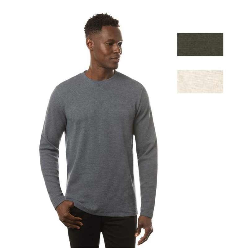 TravisMathew Men’s Cloud Waffle Crew Longsleeve Shirt MOOD INDIGO MD