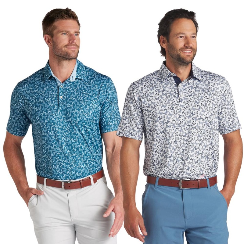 Puma Men’s Cloudspun Butterflies Polo 24 OCEAN TROPIC/MELON PUNCH LG