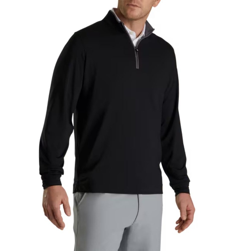 FootJoy Men’s Lightweight Solid Mid-Layer Black Pullover 25 Black MD