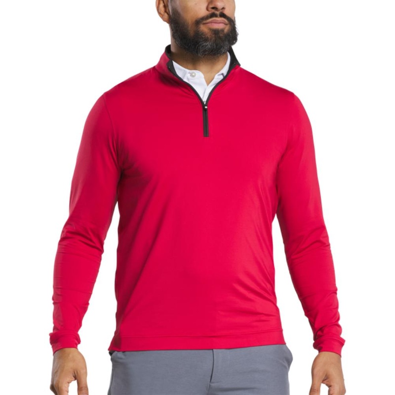 FootJoy Men’s Lightweight Solid Mid-Layer Crimson Pullover 25 RED MD