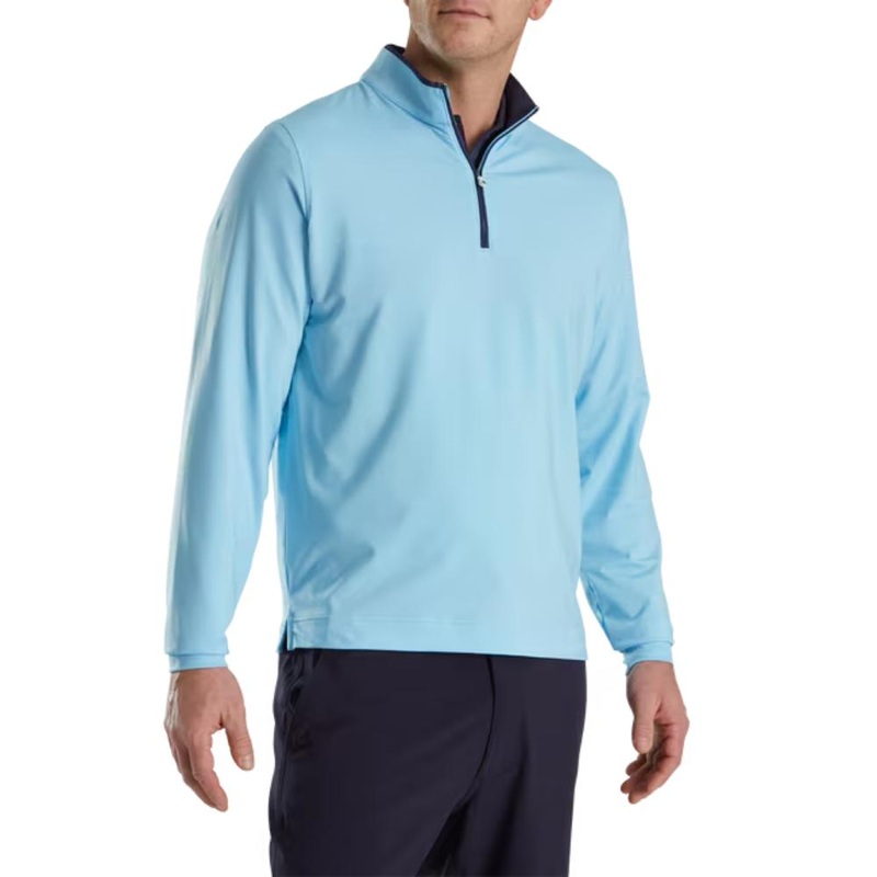 FootJoy Men’s Lightweight Solid Mid-Layer Light Blue Pullover 25 Light Blue MD