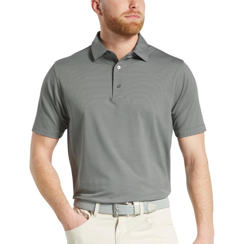 FootJoy Men’s Microfeeder Stripe Black/Grey Polo 25 BLK/GRY MD