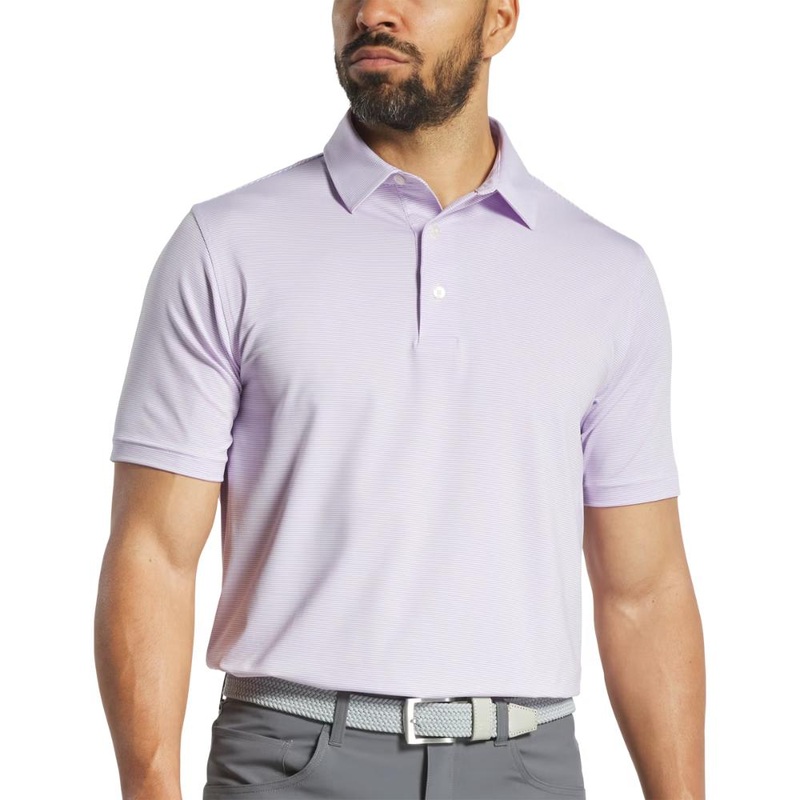 FootJoy Men’s Microfeeder Stripe Lavender/White Polo 25 LAV/WHT MD