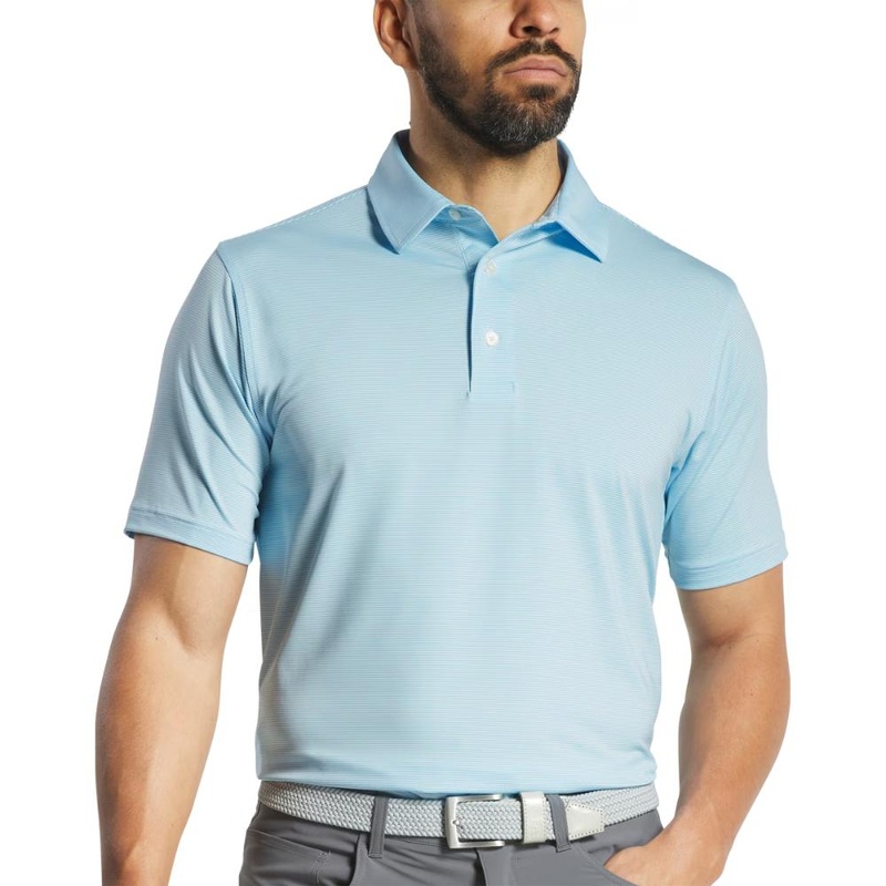 FootJoy Men’s Microfeeder Stripe Light Blue/White Polo 25 Blue/White MD