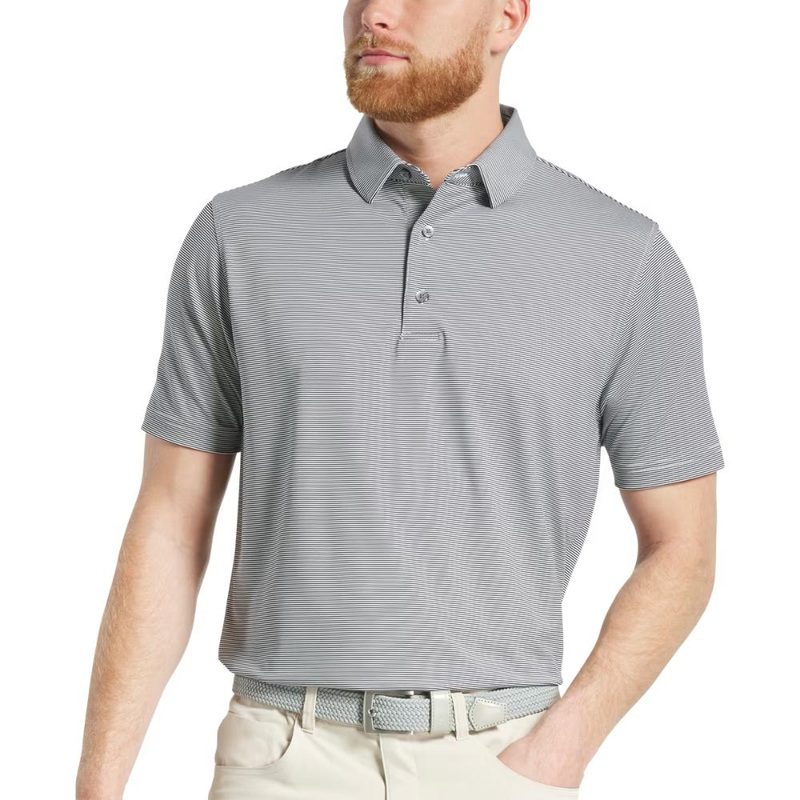 FootJoy Men’s Microfeeder Stripe Navy/White Polo 25 Navy/White MD