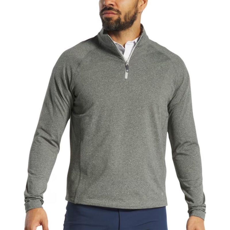 FootJoy Men’s ThermoSeries Heather Brushed Back Mid-Layer Black Pullover 25 BLK MD
