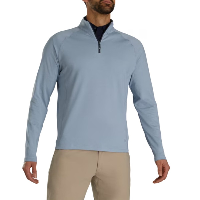 FootJoy Men’s ThermoSeries Heather Brushed Back Mid-Layer Grey Pullover 25 Grey MD