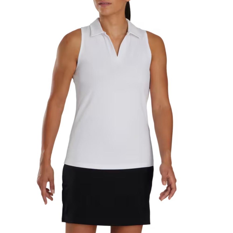 FootJoy Women’s Racerback Sleeveless White Polo 25 WHT S
