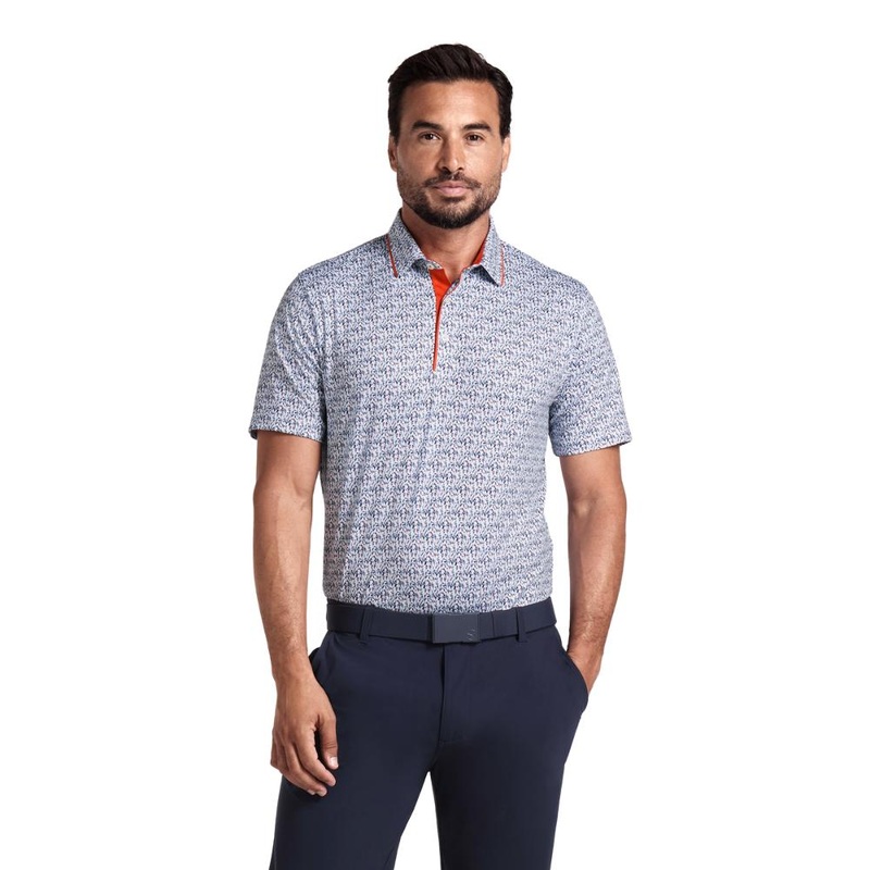 Puma Men’s Cloudspun Branch Polo WHITE GLOW/RED FIRE MD