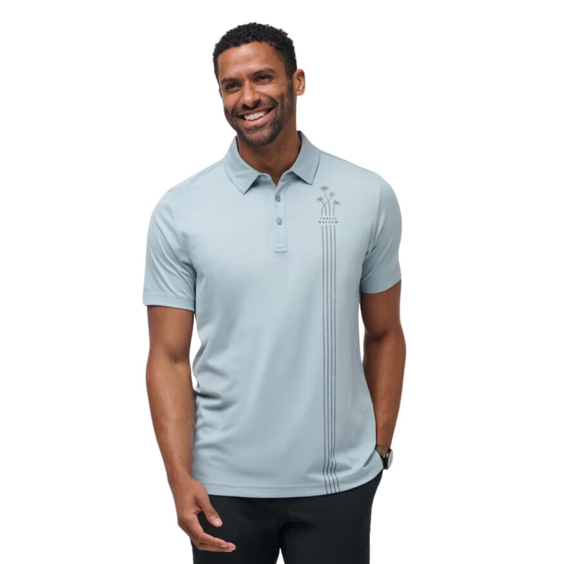 TravisMathew Men’s Pacific Vibe Polo HEATHER DUSTY BLUE 2XL