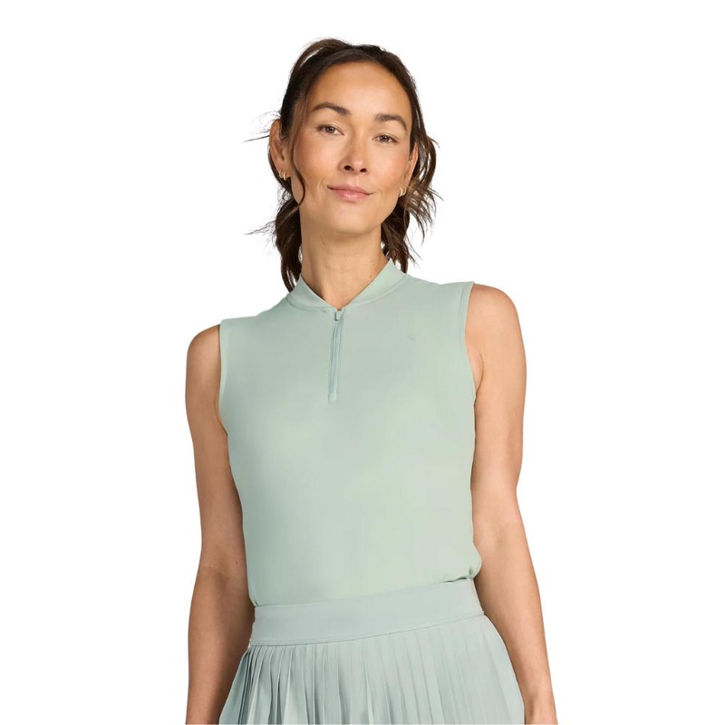 Bad Birdie Women’s Blade Washed Sage Sleeveless Polo Sage S
