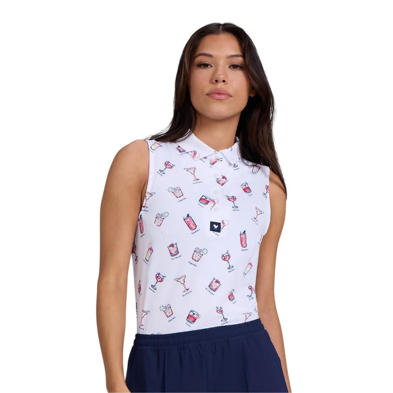 Bad Birdie Women’s With A Twist Sleeveless Polo White S