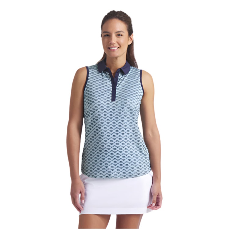 Puma Women’s Cloudspun Scallop Sleeveless Polo 25 Sea Glass S