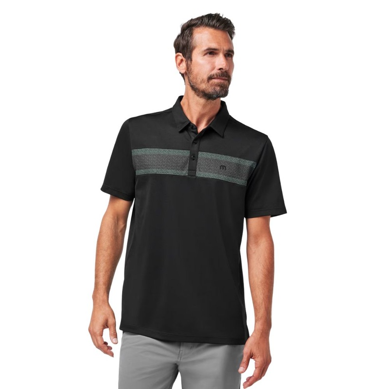 TravisMathew Good Good Chest Stripe Polo 25 BLACK/EGGSHELL MD