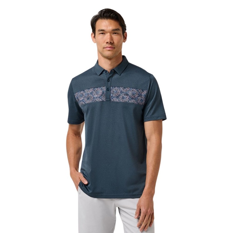 TravisMathew Men’s Good Good Acropolis Polo 25 MOOD INDIGO/VINTAGE INDIGO MD