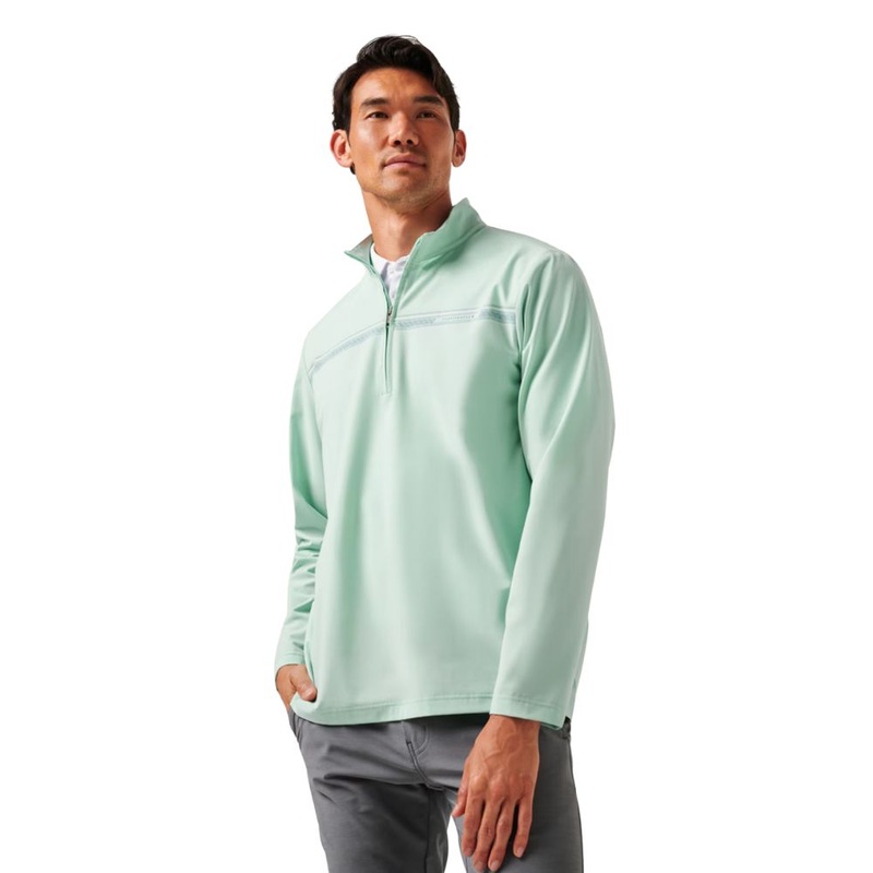 TravisMathew Men’s On The Map 1/4 Zip Pullover 25 EGGSHELL BLUE MD