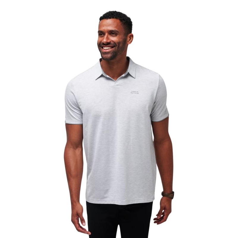 TravisMathew Men’s Late At Night Polo 24 HEATHER LIGHT GREY LG