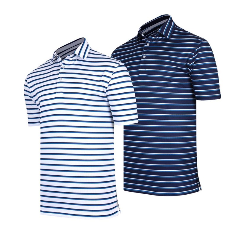 Backspin Men’s Stripe Golf Polo 2023 WHITE MD