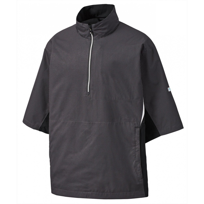 FootJoy Hydrolite Short Sleeve Golf Rain Shirt CHARCOAL/BLACK HOUNDSTOOTH MD
