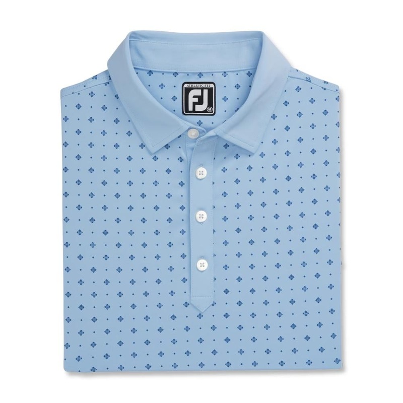 FootJoy Men’s Deco Print Polo 24 – Light Blue SKY/NAVY MD