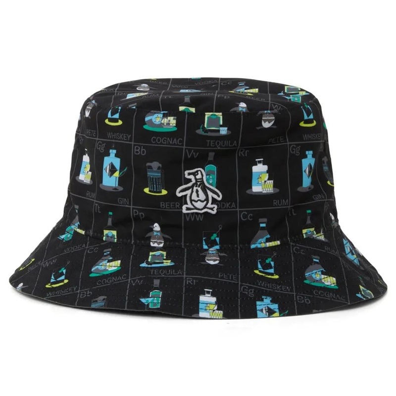 Original Penguin Pete’s Flash Cards Reversible Bucket Hat 24 CAVIAR S/M