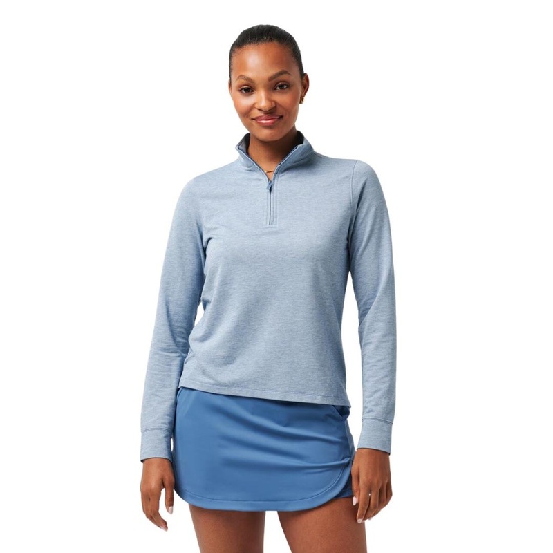 TravisMathew Women’s Featherweight Active 1/4 Zip Pullover HEATHER COPPEN BLUE MD