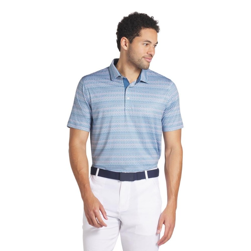 Puma Men’s Fair Isl Micro Print Polo 24 BLUE HORIZON/WHITE GLOW MD