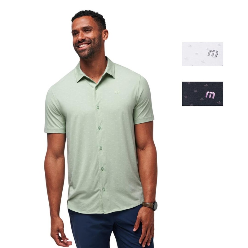 TravisMathew Men’s Set A Course Button Up Polo 24 TOTAL ECLIPSE MD