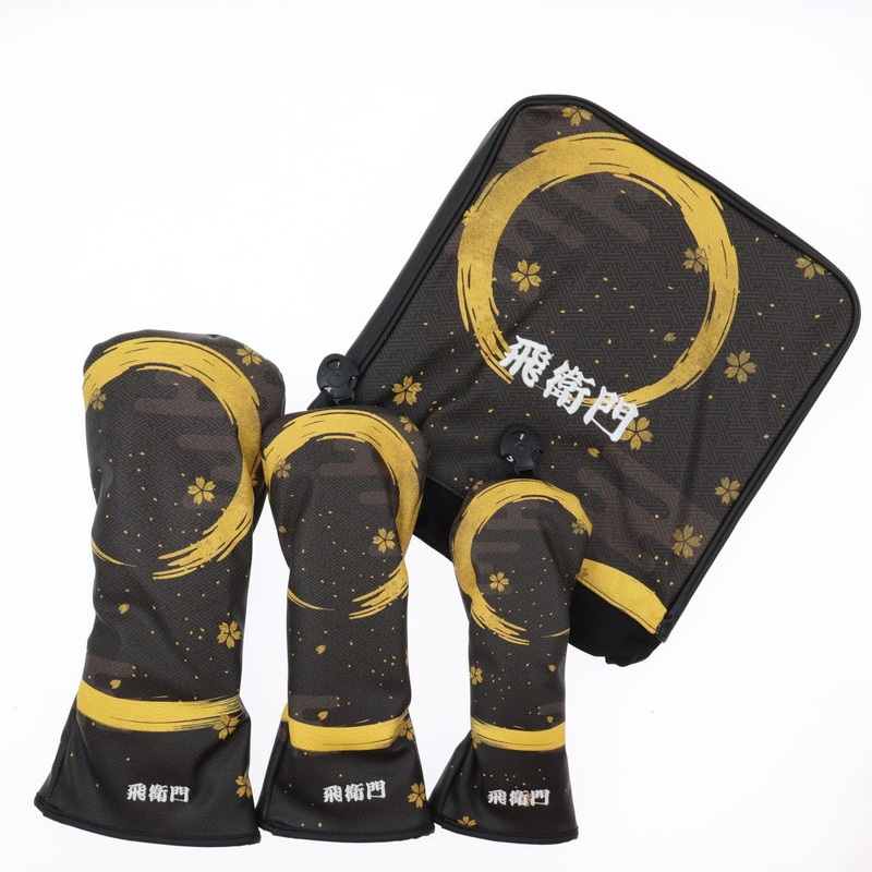 TOBIEMON Golf Headcover Set Japanese Traditional Pattern Design 4 pieces set (Moon and Sakura)