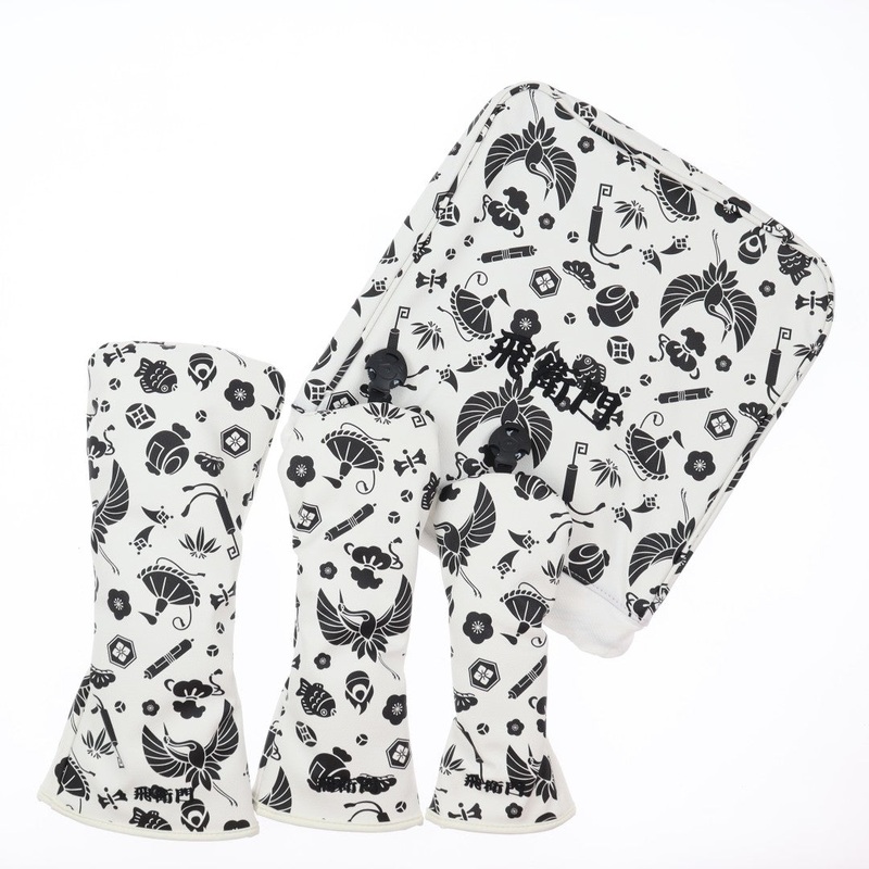 TOBIEMON Golf Headcover Set Japanese Traditional Pattern Design 4 pieces set (Takara-zukushi)