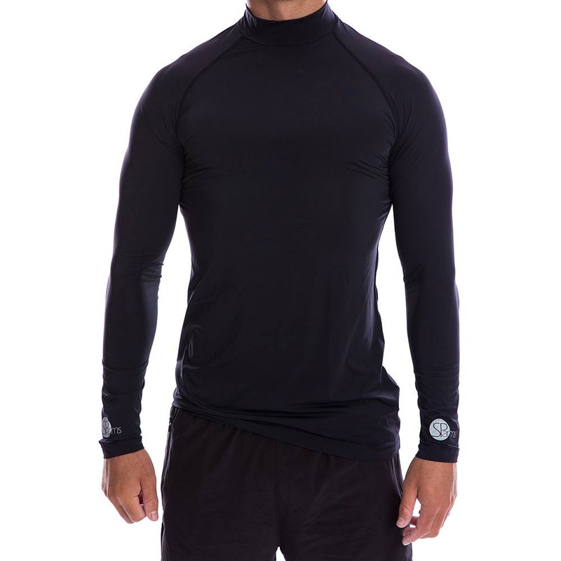 SParms Sun Protect+ UV/Sun Protection High Neck Golf Mock Black – SS19 Men Plain Logo Small